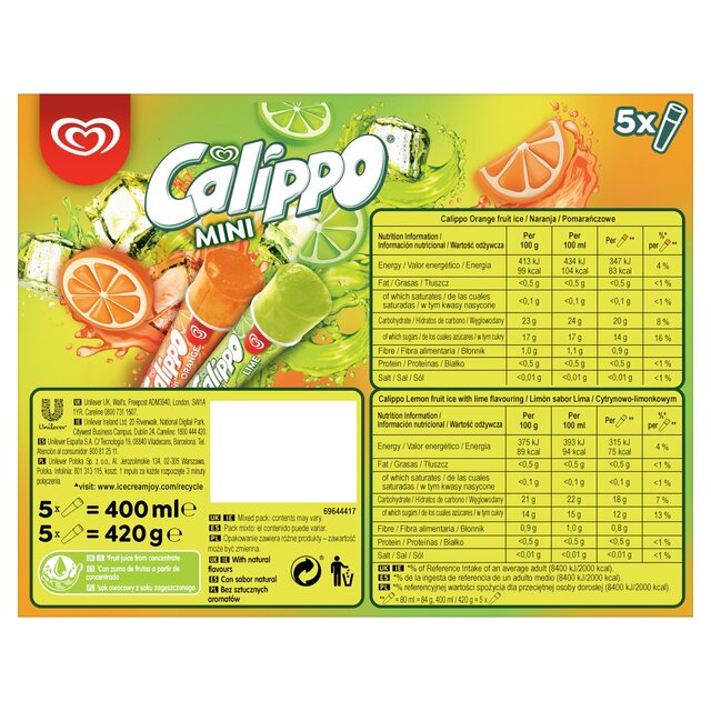 Wall's Mini Calippo Orange and Lemon-Lime Ice Lollies thumbnail 3