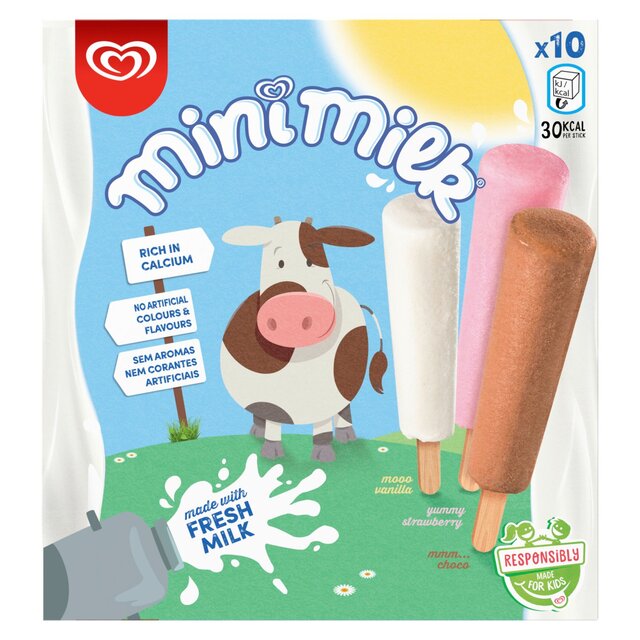 Wall's Mini Milk Vanilla, Strawberry & Chocolate Ice Cream Lollies