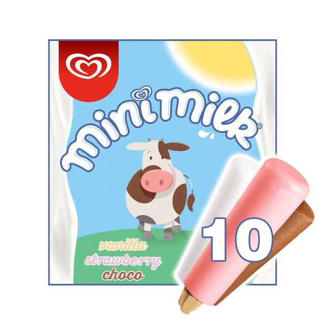 Wall's Mini Milk Vanilla, Strawberry & Chocolate Ice Cream Lollies thumbnail 2