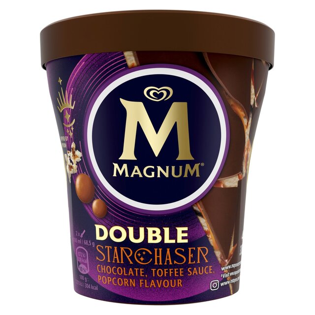 Magnum Double Starchaser Chocolate, Caramel, Popcorn Ice Cream Tub