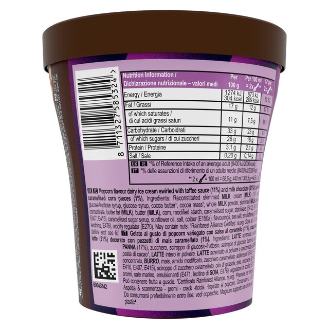 Magnum Double Starchaser Chocolate, Caramel, Popcorn Ice Cream Tub thumbnail 3