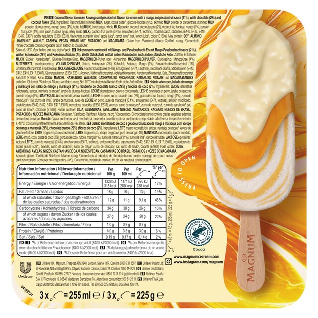 Magnum Double Sunlover White Chocolate, Mango, Coconut Ice Cream Sticks thumbnail 3