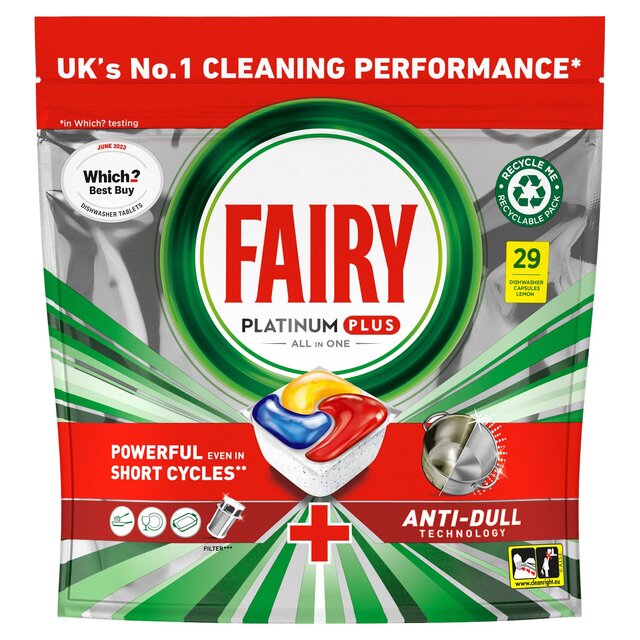 Fairy Platinum Plus Lemon Dishwasher Tablets thumbnail 2