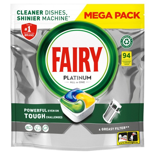 Fairy Platinum All in One Lemon Dishwasher Tablets thumbnail 2