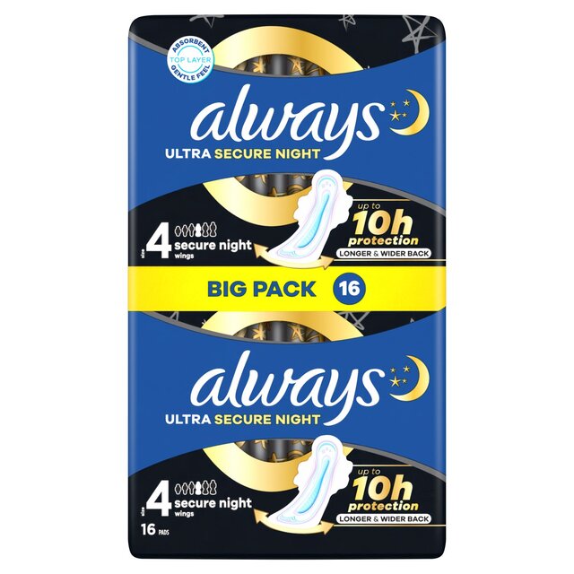 Always Ultra Secure Night With Wings Sanitary Towels (SIZE 4)