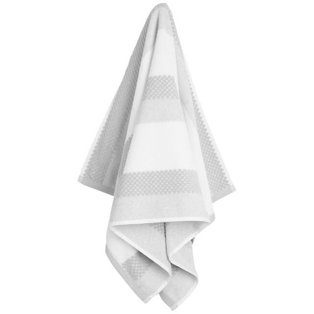 M&S Collection Pure Cotton Striped Textured Towel, Silver Grey