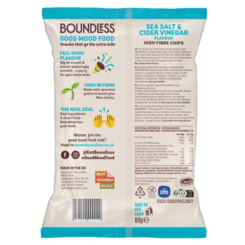 Boundless, Sea Salt and Cider Vinegar Chips, Sharing Bag thumbnail 2