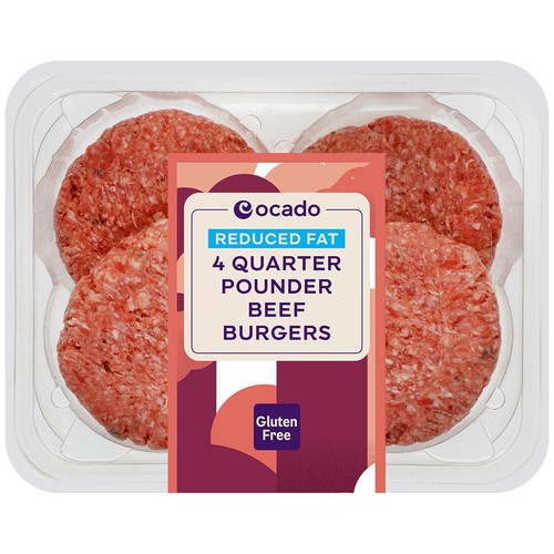 Ocado Reduced Fat Quarter Pounder Burgers