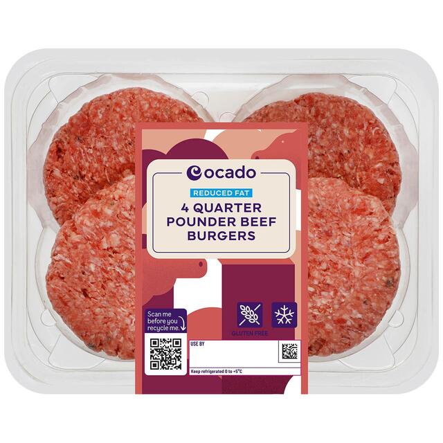 Ocado Reduced Fat Quarter Pounder Burgers thumbnail 2