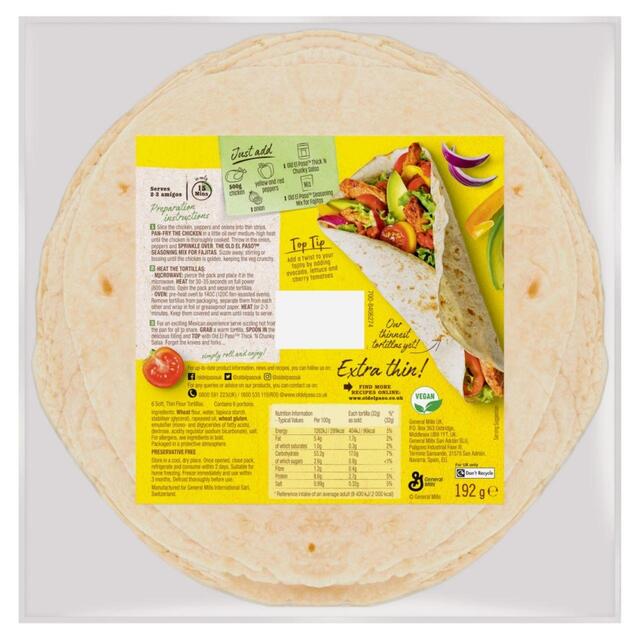 Old El Paso Large Extra Thin Tortilla Wraps thumbnail 3
