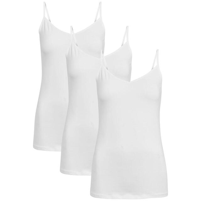 M&S Womens Cotton Rich Strappy Vests, 3 Pack, 8-18, White