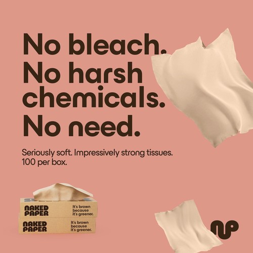Naked Paper Unbleached Bamboo Facial Tissues 100 Sheets thumbnail 2