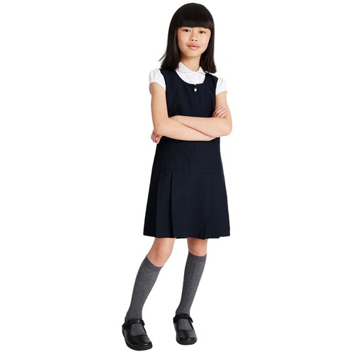 M&S Girls Crease Resistant School Pinafores, 11-12 Years, Navy thumbnail 2