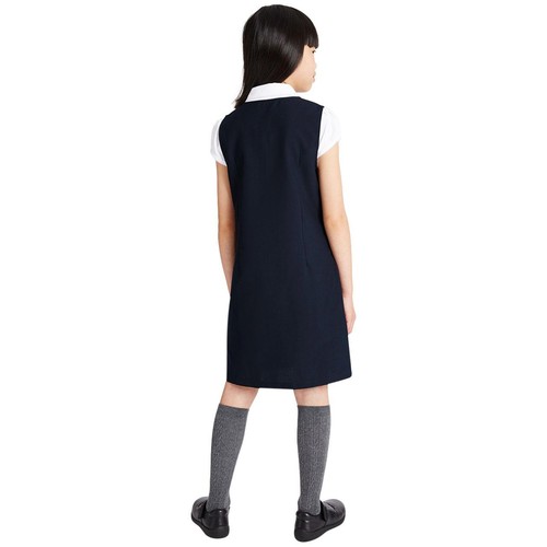M&S Girls Crease Resistant School Pinafores, 11-12 Years, Navy thumbnail 3
