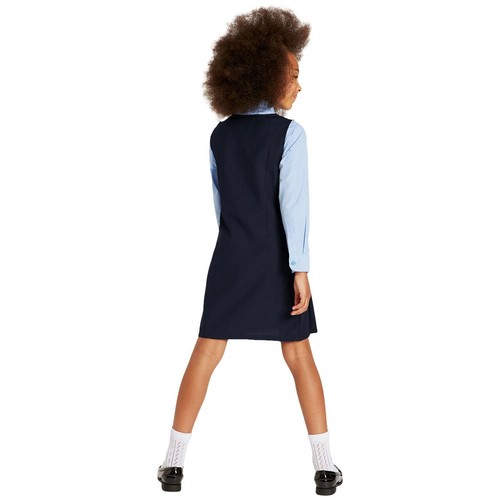 M&S Girls Crease Resistant School Pinafores, 11-12 Years, Navy thumbnail 5