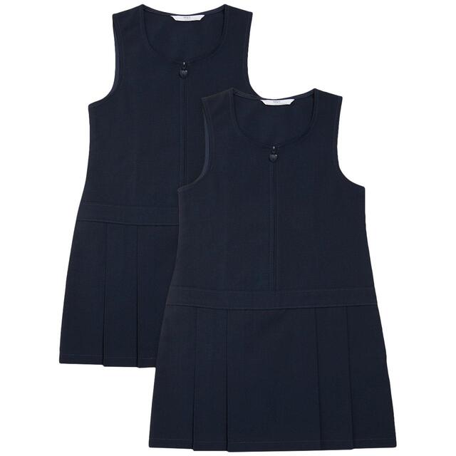 M&S Girls Crease Resistant School Pinafores, 11-12 Years, Navy