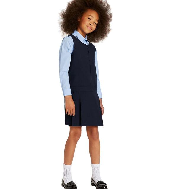 M&S Girls Crease Resistant School Pinafores, 11-12 Years, Navy thumbnail 4
