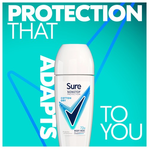 Sure Women Antiperspirant Deodorant Roll On Nonstop Cotton Dry thumbnail 2