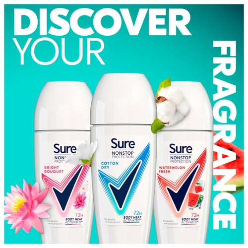 Sure Women Antiperspirant Deodorant Roll On Nonstop Cotton Dry thumbnail 5