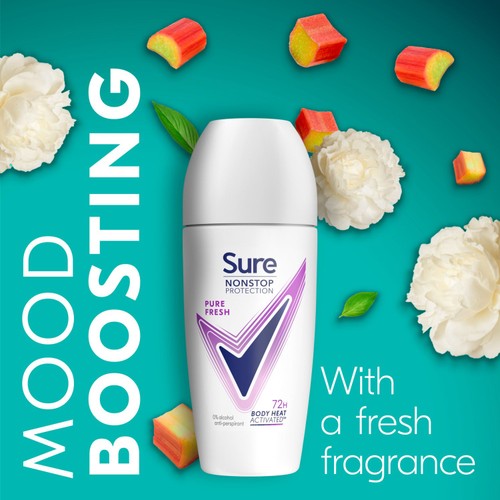 Sure Women 72hr Nonstop Antiperspirant Deodorant Roll On Pure Fresh thumbnail 3