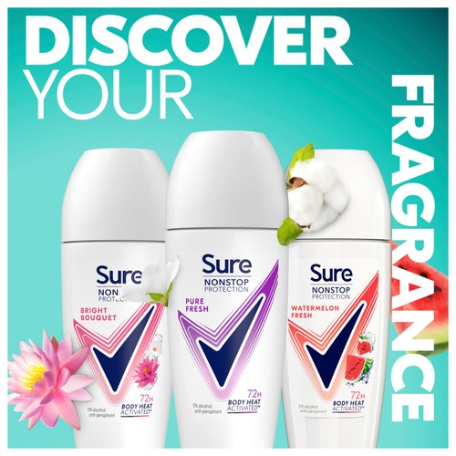 Sure Women 72hr Nonstop Antiperspirant Deodorant Roll On Pure Fresh thumbnail 5