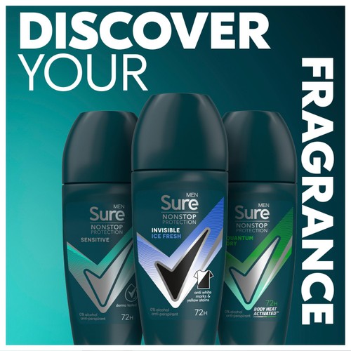 Sure Men 72hr Nonstop Antiperspirant Deodorant Roll On Invisible Ice thumbnail 5