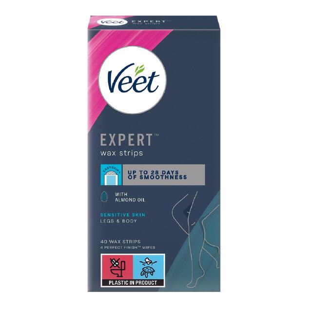 Veet Expert Wax Strips Legs Body Sensitive Hair Removal