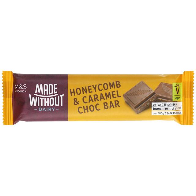 M&S Made Without Dairy Honeycomb & Caramel Choc Bar