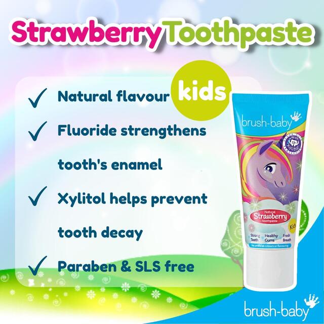 Brush-Baby Kids Natural Strawberry flavoured Unicorn Toothpaste thumbnail 3