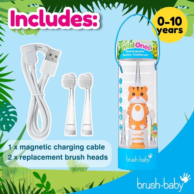 Brush-Baby Kids WildOnes Electric Toothbrush Toby Tiger thumbnail 5