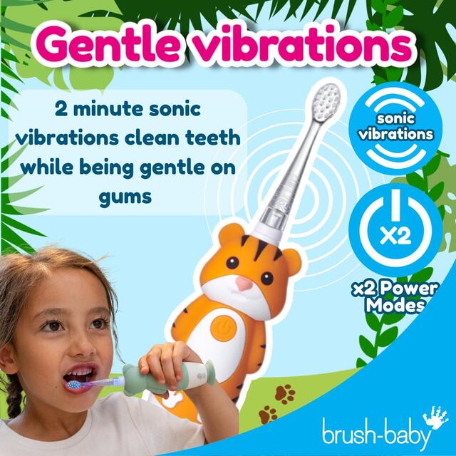 Brush-Baby Kids WildOnes Electric Toothbrush Toby Tiger thumbnail 6