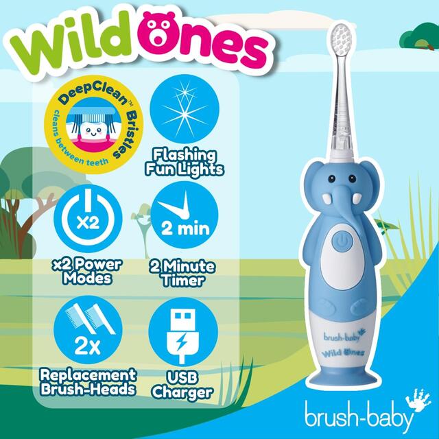 Brush-Baby Kids WildOnes Electric Toothbrush Evie Elephant thumbnail 5