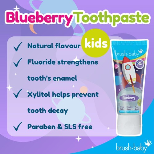 Brush-Baby Kids Natural Blueberry flavoured  Rocket Toothpaste thumbnail 4