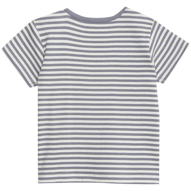 M&S Collection Cotton Rich Striped T-Shirt, 0-12 Months, Medium Grey thumbnail 2