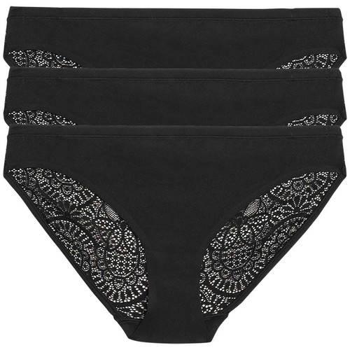 M&S Body Lace Bikini Knickers, 3 Pack, 8, Black