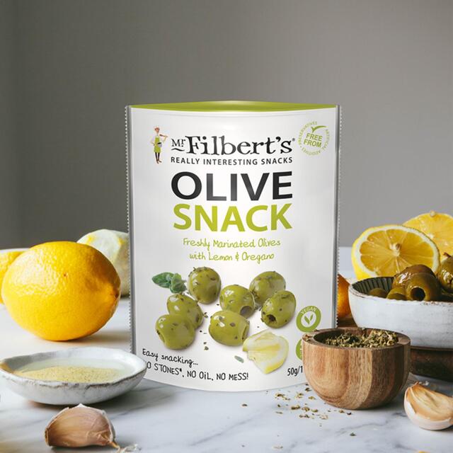 Mr Filberts Olive Snacks Green Olives with Lemon & Oregano thumbnail 2