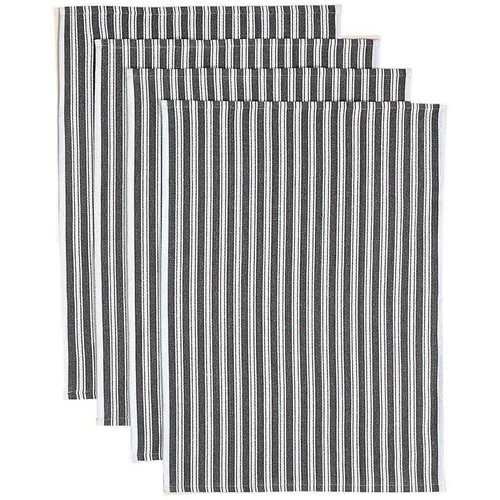 M&S Set of 4 Cotton Rich Basket Weave Tea Towels, Dark Grey thumbnail 2
