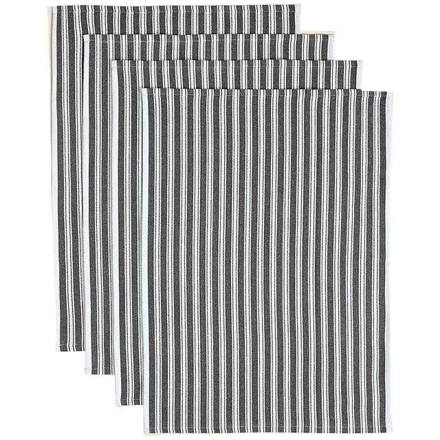 M&S Set of 4 Cotton Rich Basket Weave Tea Towels, One Size, Dark Grey thumbnail 2