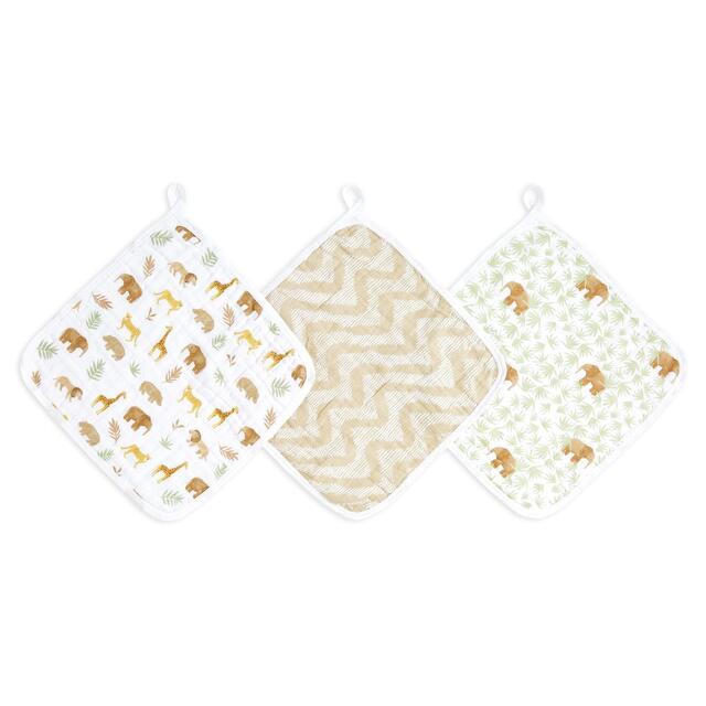 Aden+Anais essentials 3 pack cotton muslin washcloth set tanzania thumbnail 2