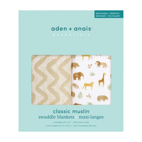 Aden+Anais essentials cotton muslin 2 pack swaddle blanket tanzania