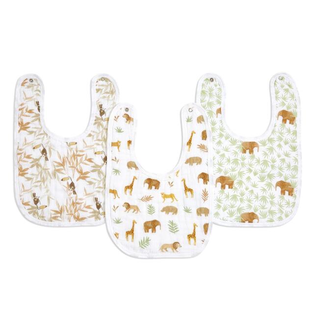 Aden+Anais essentials 3 pack cotton muslin baby snap bibs tanzania thumbnail 2
