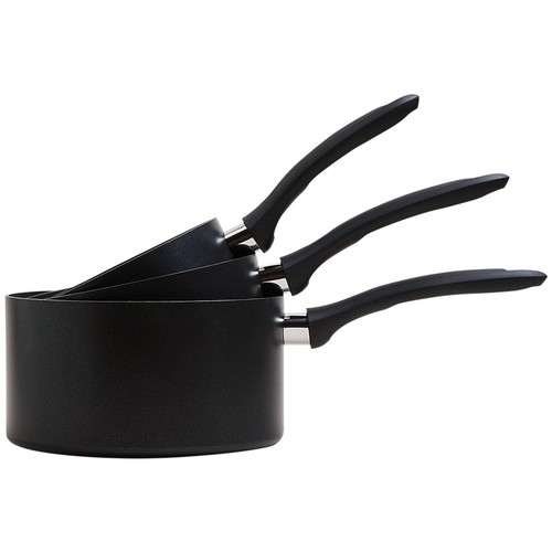 M&S Collection 3 Piece Black Aluminium Non Stick Pan Set 'One Size Black thumbnail 2