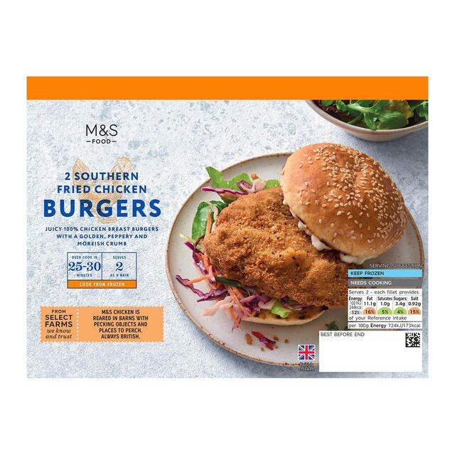 M&S 2 Southern Fried Chicken Burgers Frozen thumbnail 2
