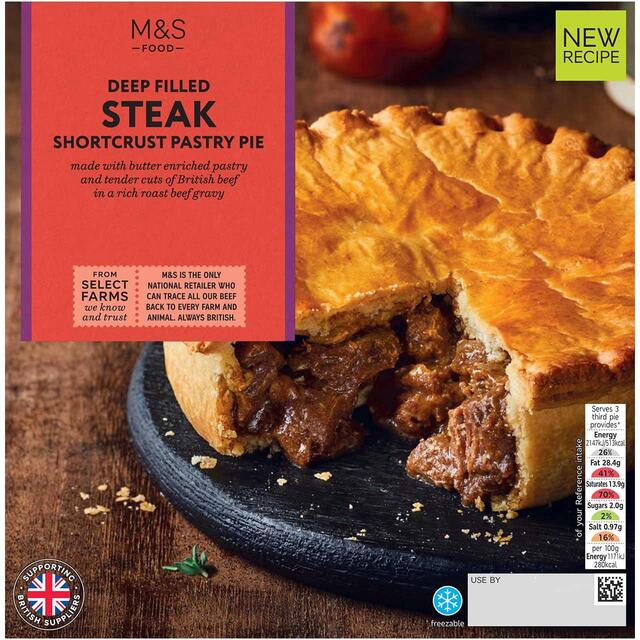 M&S Deep Filled Steak Shortcrust Pastry Pie