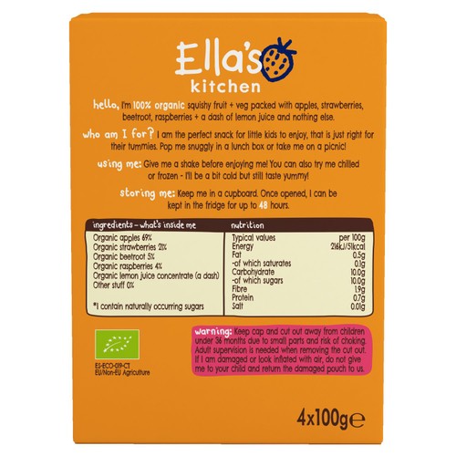 Ella's Kitchen Apple Strawberry Beet Kids Drinks Multipack Pouch 3+ Years thumbnail 3