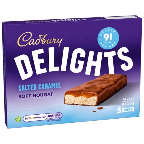 Cadbury Delights Soft Nougat Salted Caramel Chocolate Bars thumbnail 3