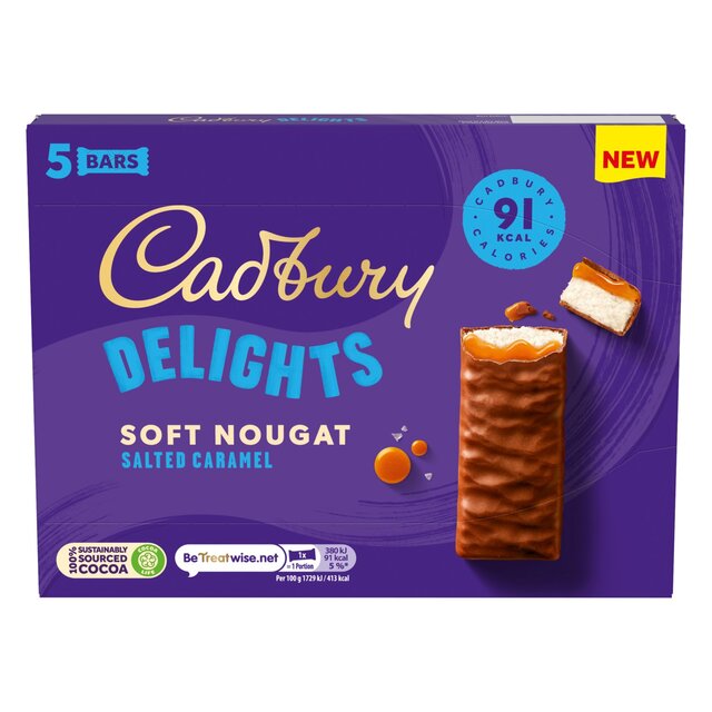 Cadbury Delights Soft Nougat Salted Caramel Chocolate Bars