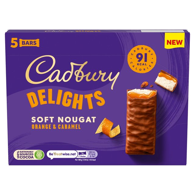 Cadbury Delights Soft Nougat Orange & Caramel Chocolate Bars
