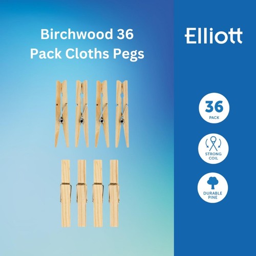 Elliotts Birchwood Clothes Pegs 36 Pack thumbnail 2