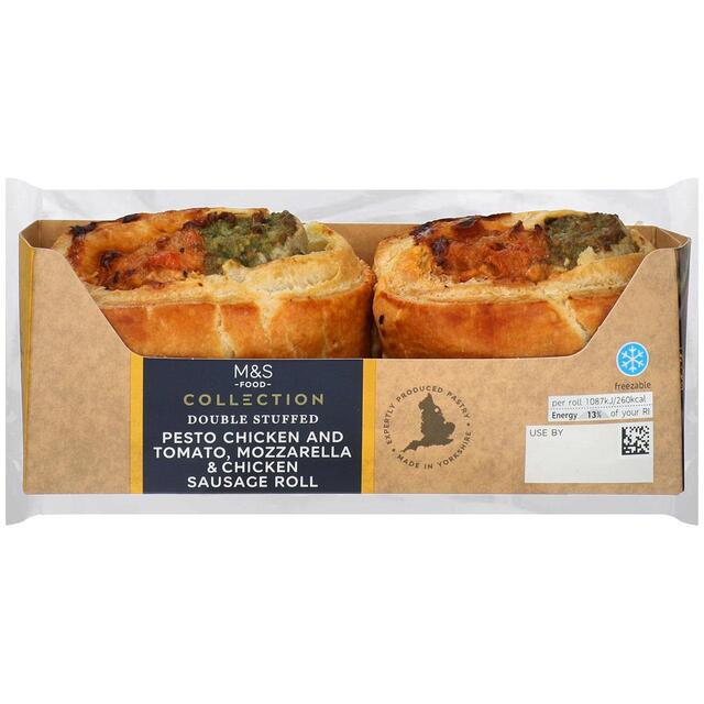 M&S Pesto Chicken & Tomato, Mozzarella & Chicken Sausage Roll